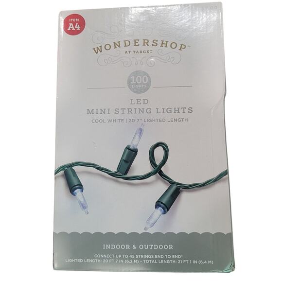Wondershop 100-Ct Cool White LED Smooth Mini String Lights Green Wire ID/OD - Picture 1 of 4